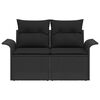 vidaXL Garden Sofa with Cushion Black 141 x 62 x 69cm Poly Rattan
