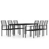 vidaXL 7 Piece Garden Dining Set Black