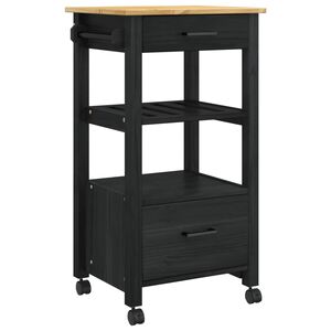 vidaXL Kitchen Trolley MONZA Black 48 x 40 x 88.5 cm Solid Pine Wood