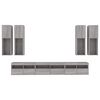 vidaXL 7 Piece TV Wall Cabinet Set with LED Lights Grey Sonoma