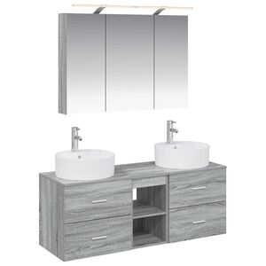 vidaXL Bathroom Furniture Set 4 pcs Grey Sonoma