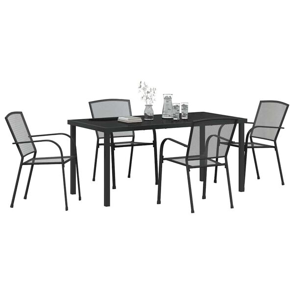 vidaXL Garden Dining Set 5 pcs Anthracite Powder-Coated Steel