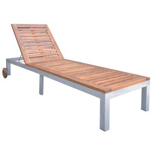 vidaXL Sunlounger | Brown | Solid Acacia wood, Metal | 207 x 70 x 31-88cm