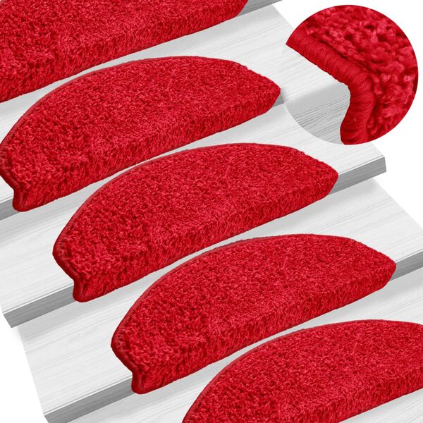vidaXL Stair Mats 10 pcs 65x21x4 cm Red Half Round Large