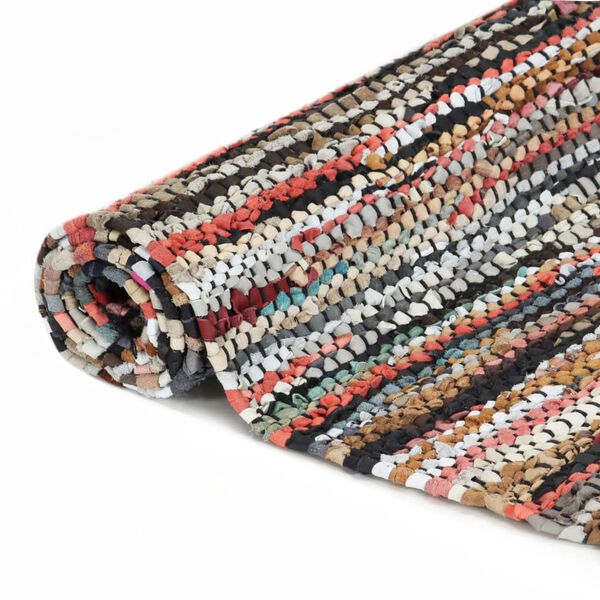 vidaXL Hand-woven Chindi Rug Leather 80x160 cm Multicolour