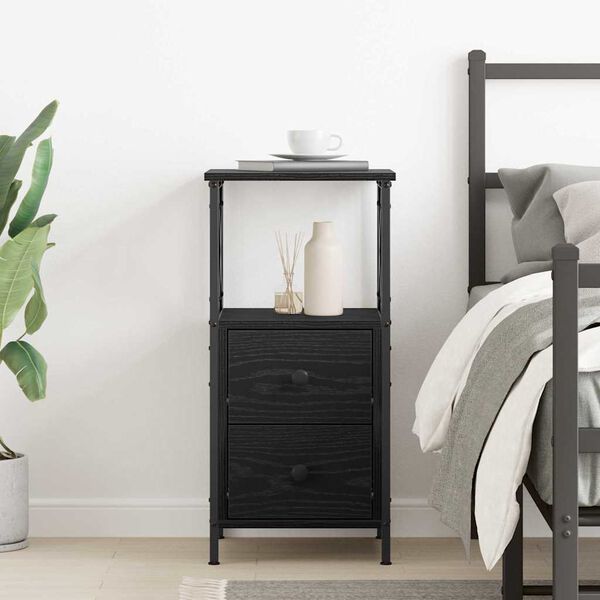 vidaXL Bedside Cabinet with Drawer Black oak 34 x 35.5 x 70 cm