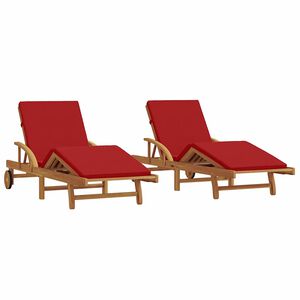 vidaXL Sun Lounger 2 pcs Solid Acacia Wood Red