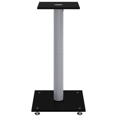 vidaXL Speaker Stands 2 pcs Black&Silver Tempered Glass 1 Pillar Design