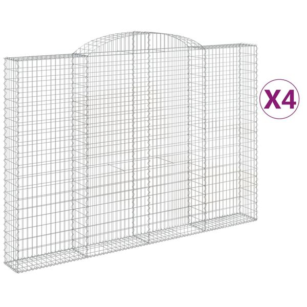 vidaXL Arched Gabion Baskets 4 pcs 300x30x200/220 cm Galvanised Iron