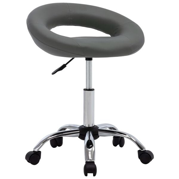 vidaXL Rolling Work Chair Grey Faux Leather