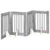 vidaXL Foldable Dog Gate with Stands 4 pcs Grey Sonoma 241 cm