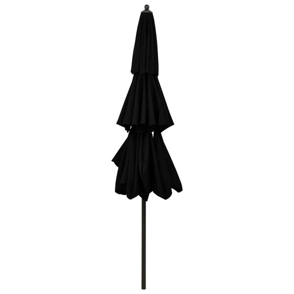 vidaXL 3-Tier Garden Parasol with Aluminium Pole Black 3 m