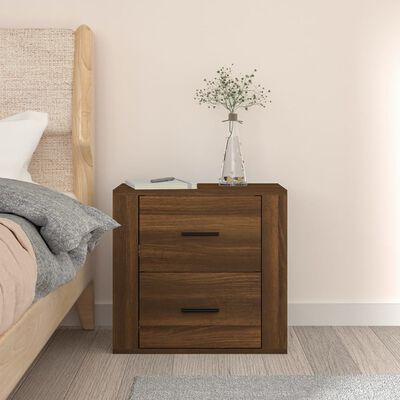 vidaXL Wall-mounted Bedside Cabinet Brown Oak 50x36x47 cm