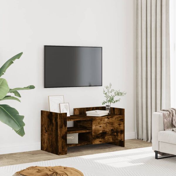 vidaXL TV Cabinet Smoked Oak 80x35x40 cm Engineered Wood