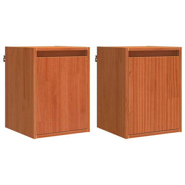 vidaXL Wall Cabinet 2 pcs Wax Brown 30 x 30 x 40 cm Solid Pine Wood
