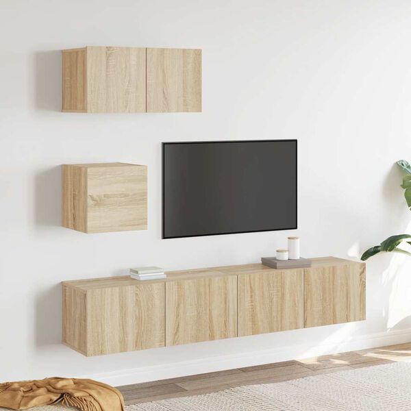 vidaXL 4 Piece TV Cabinet Set Sonoma Oak Engineered Wood