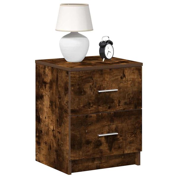 vidaXL Bedside Cabinet with 2 Drawers Smoked Oak 40x36x50 cm