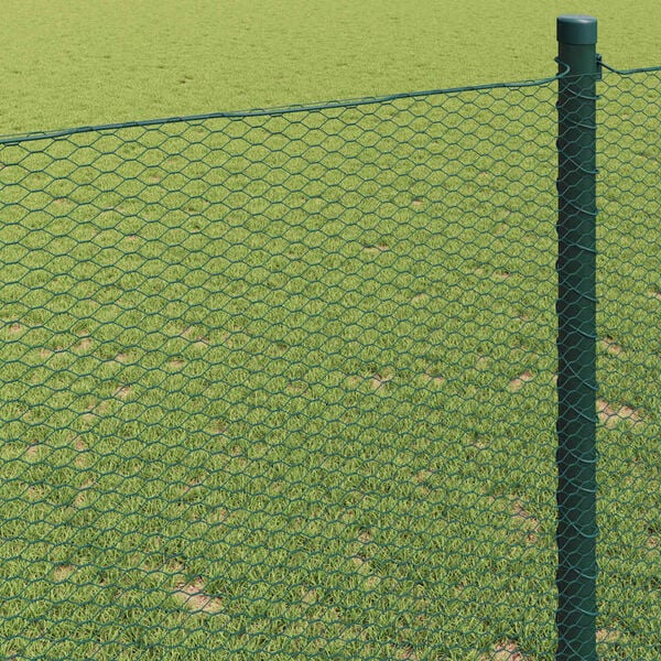 vidaXL Hexagon Fence Green 1.5 x 10 m Steel