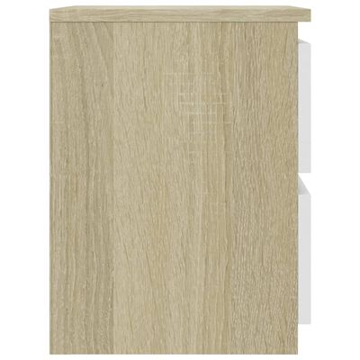 vidaXL Bedside Cabinets 2 pcs White and Sonoma Oak 30x30x40 cm Engineered Wood