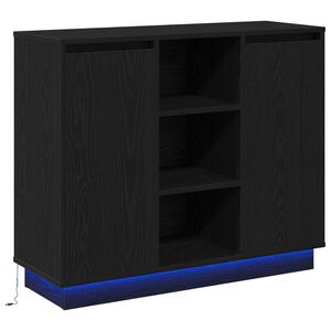 vidaXL LED Sideboard Black Oak 90 x 32 x 75 cm Engineered Wood