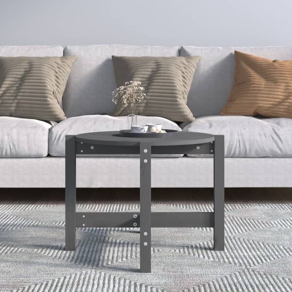 vidaXL Coffee Table Grey &Oslash; 62.5x45 cm Solid Wood Pine