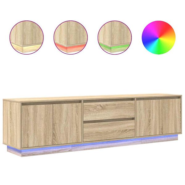 vidaXL TV Cabinet with LED Lights Sonoma Oak 193.5x41x50 cm