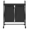 vidaXL Laundry Basket 2 Compartments with Wheels Black Oak