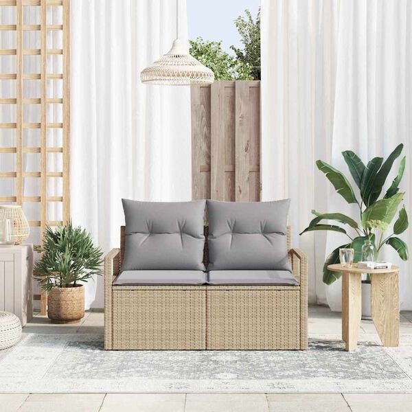 vidaXL Garden Sofa with Cushion 120 x 62 x 69 cm Poly Rattan