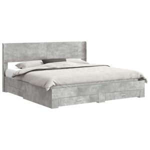 vidaXL Bed Frame with Storage and Headboard Concrete Grey