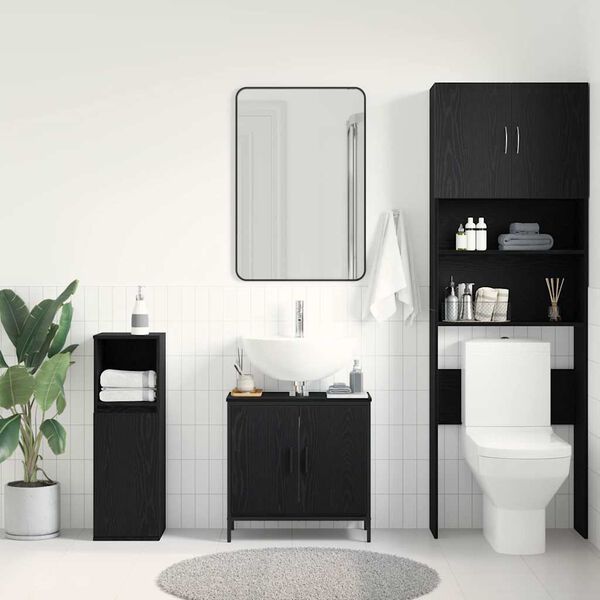 vidaXL Bathroom Sink Cabinet Black Oak 60 x 30 x 60 cm Engineered Wood