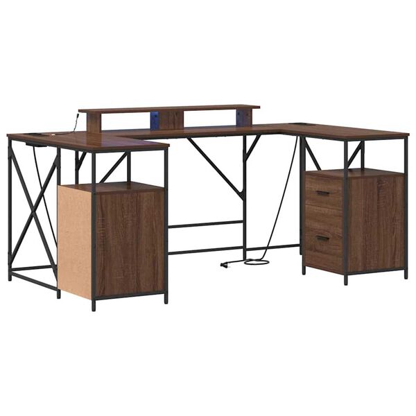 vidaXL Desk with Drawer Brown Oak 182 x 101 x 87.5 cm Engineered Wood
