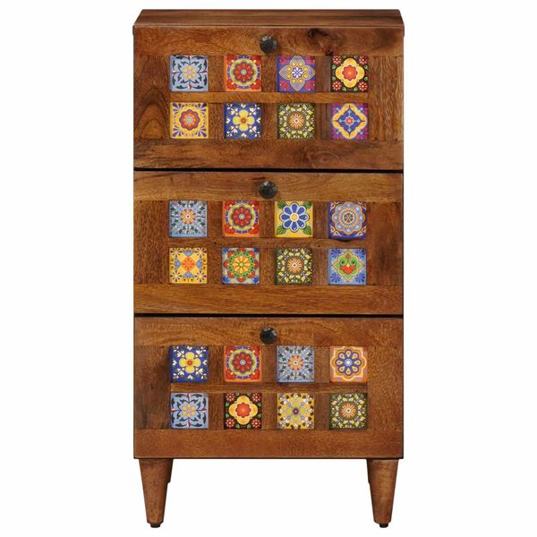 vidaXL Sideboard with Drawer Walnut 40 x 33 x 75 cm Solid Mango Wood