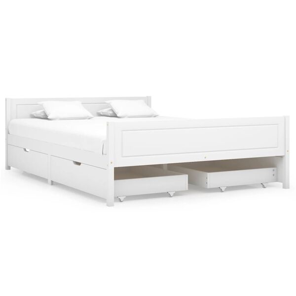 vidaXL Bed Frame without Mattress White Solid Wood Pine 140x200 cm