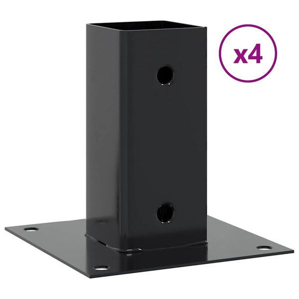 vidaXL Post Bases Square 4 pcs Anthracite 71x71 mm Powder-coated Steel
