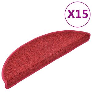 vidaXL Stair mats 15 pcs 56 x 17 x 3 cm Non-Slip Red