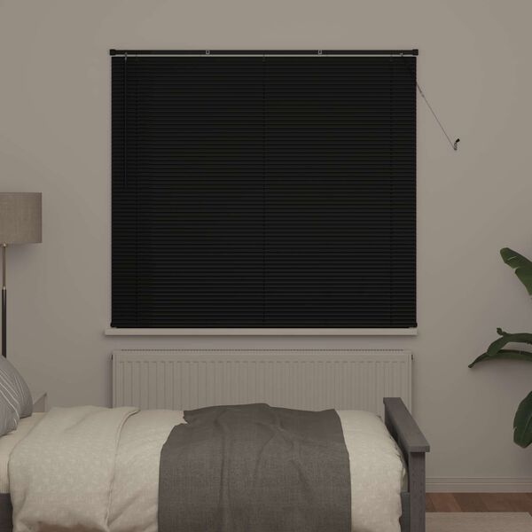 vidaXL Venetian Blind Manual Adjustable Black 150 x 130 cm PVC