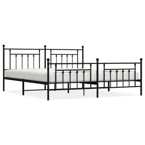 vidaXL Metal Bed Frame without Mattress with Footboard Black 193x203cm