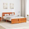 vidaXL Bed Frame with Headboard Wax Brown 150 x 200 cm Engineered Wood