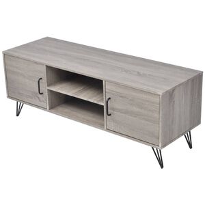 vidaXL TV Stand | Grey | MDF, PVC, Metal | Medium | MDF TV Stand | Rectangular