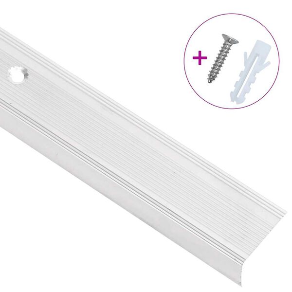 vidaXL Stair Nosings in L-shape 5 pcs Aluminium 100 cm Silver