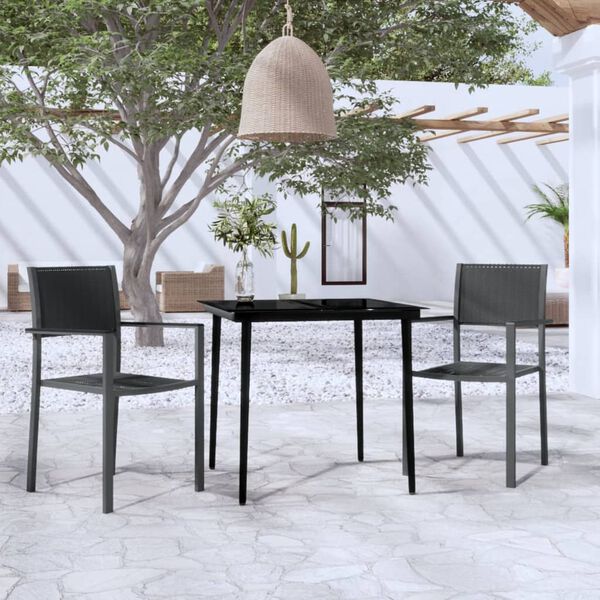 vidaXL 3 Piece Garden Dining Set Black