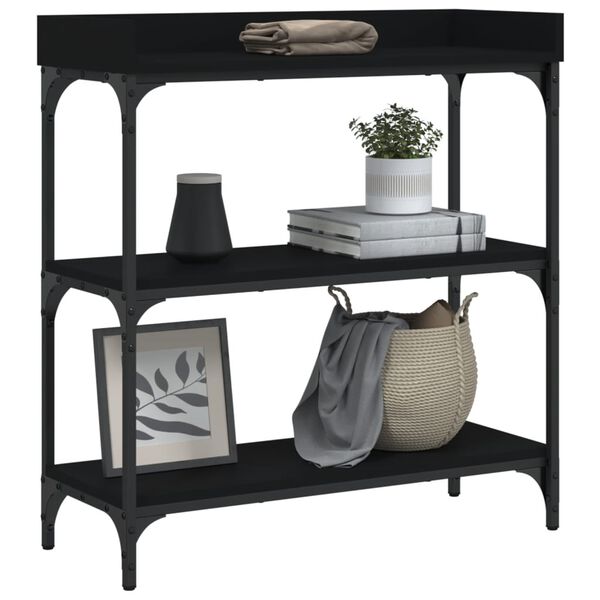 vidaXL Console Table with Shelves Black 75x30x80 cm