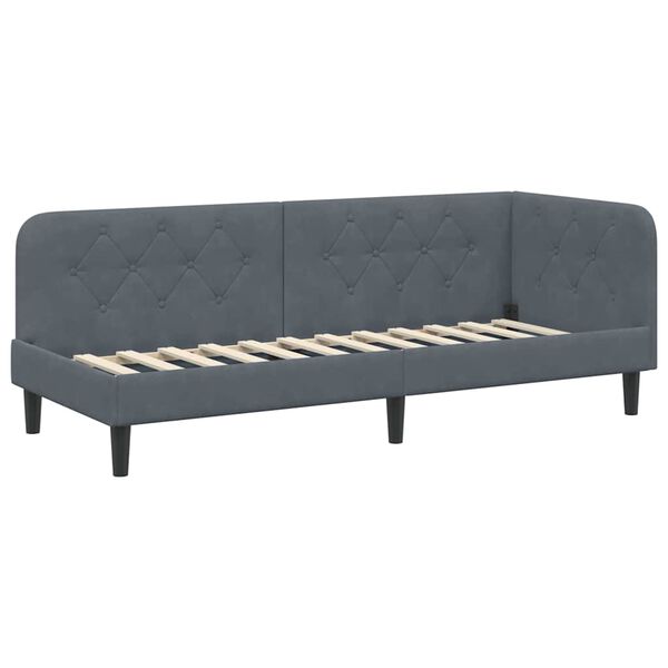 vidaXL Corner Bed Frame with Headboard Dark Grey 80 x 200 cm Velvet
