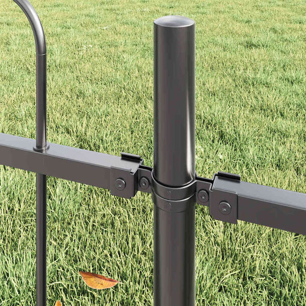vidaXL Garden Fence 4 pcs Grey 6.8 x 1 m Powder-coated Steel
