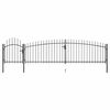 vidaXL Garden Fence Gate with Spear Top 5x1.5 m Black
