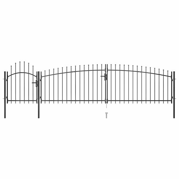 vidaXL Garden Fence Gate with Spear Top 5x1.5 m Black