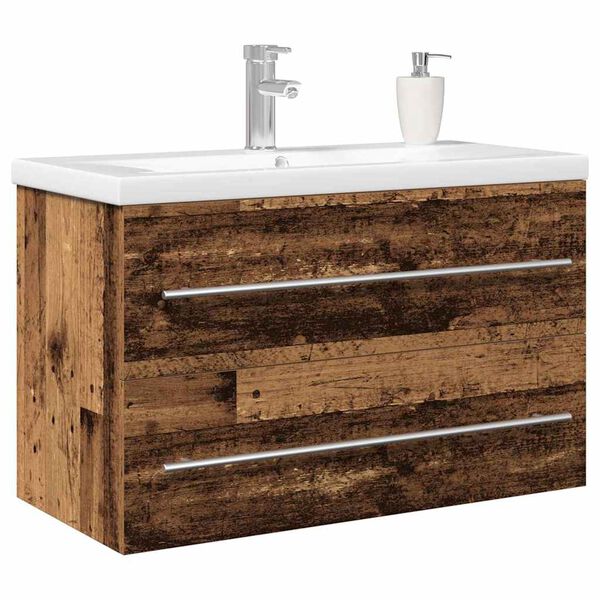 vidaXL Bathroom Sink Cabinet 2 pcs Old Wood 80 x 38.5 x 48 cm