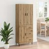 vidaXL Highboard 2 pcs Artisan Oak Engineered Wood and Glass