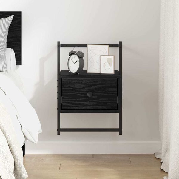 vidaXL Bedside Cabinet Black Oak 35 x 30 x 51 cm Engineered Wood