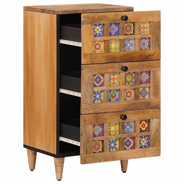 vidaXL Sideboard with Drawer Natural 40 x 33 x 75 cm Solid Mango Wood